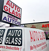 old photo of the mobile auto glass Burlington van parking outside the main office by Speers Auto Glass