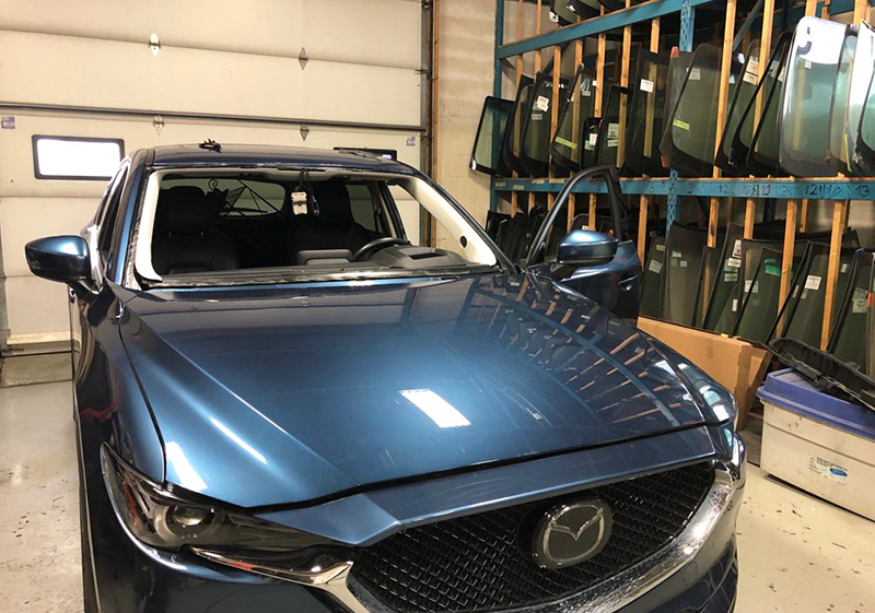 auto glass work gallery front windshield replace for Mazda sedan in Burlington by Speers Auto Glass