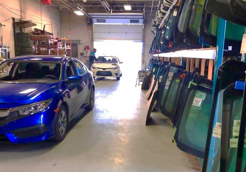 auto glass work gallery front windshield replace for blue honda civic by Speers Auto Glass Burlington